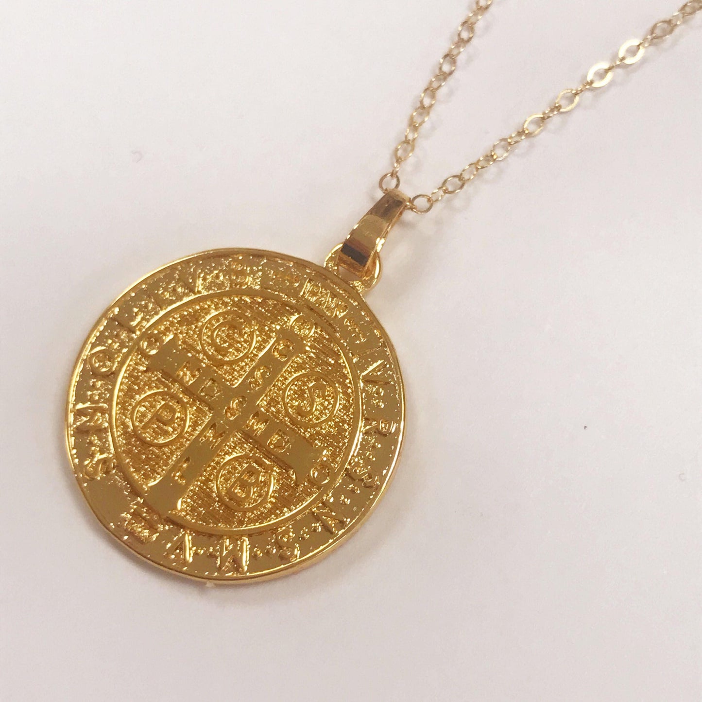 Gold Filled Saint Benedict Medal Necklace | Catholic Protection Pendant by HAUS OF MONOGRAM