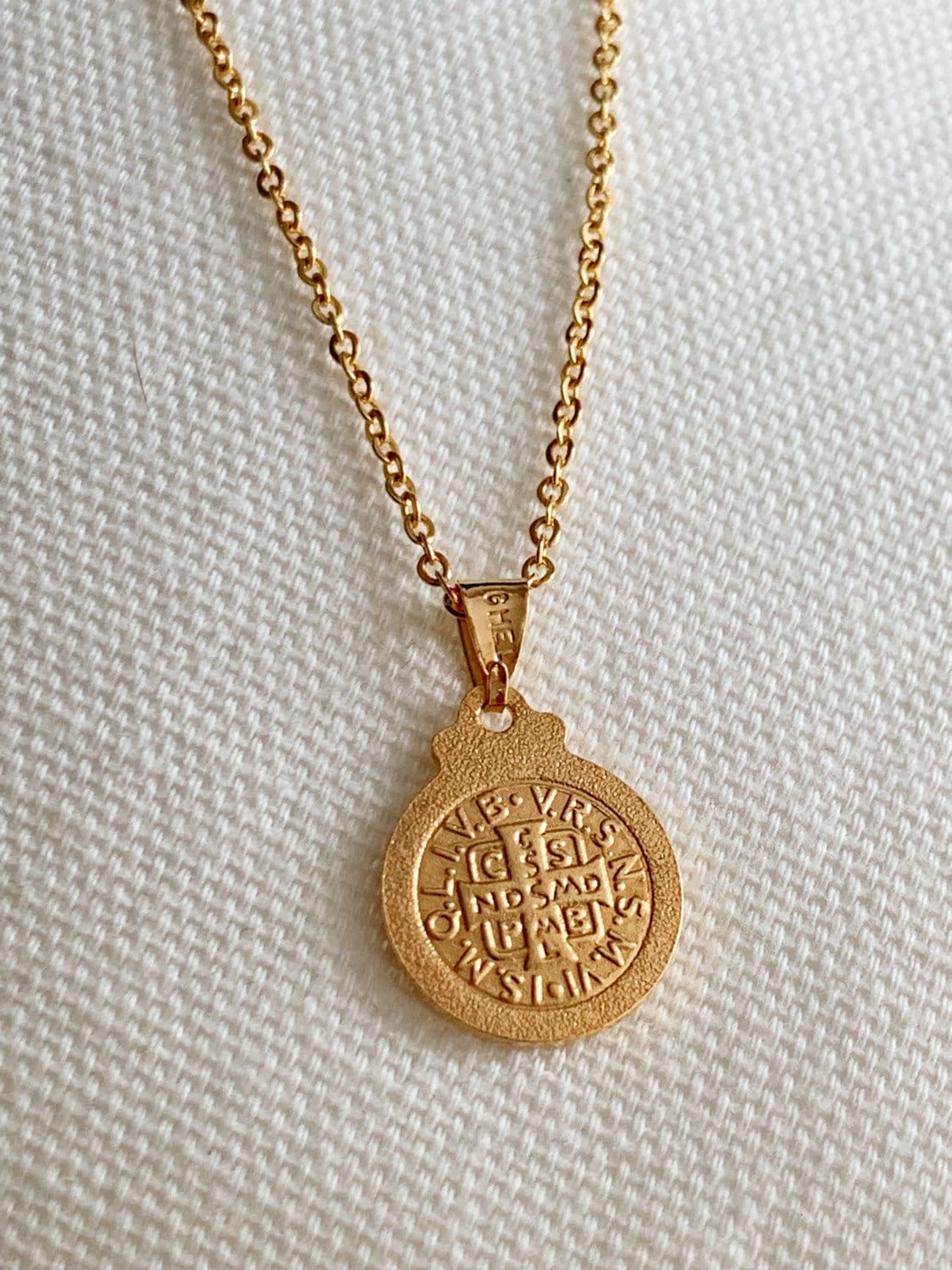 Gold Filled Saint Benedict Necklace | Beveled Medal | 16–20" by HAUS OF MONOGRAM
