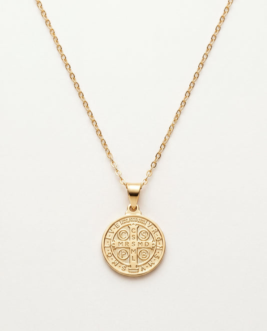 18KT Gold Filled Necklaces, Gold Filled Saint Benedict Necklace | Spiritual Protection by HAUS OF MONOGRAM