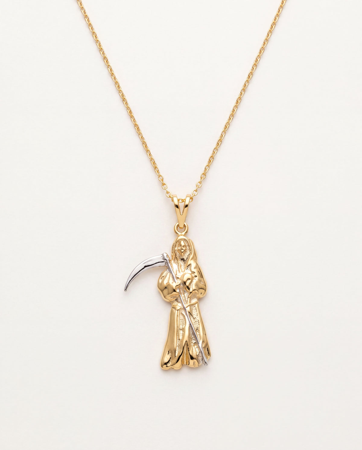 18KT Gold Filled Necklaces, Gold Filled Santa Muerte Necklace | Bold Spiritual Medal Pendant by HAUS OF MONOGRAM