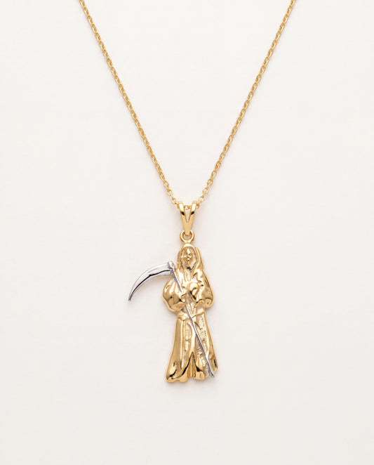 18KT Gold Filled Necklaces, Gold Filled Santa Muerte Necklace | Bold Spiritual Medal Pendant by HAUS OF MONOGRAM