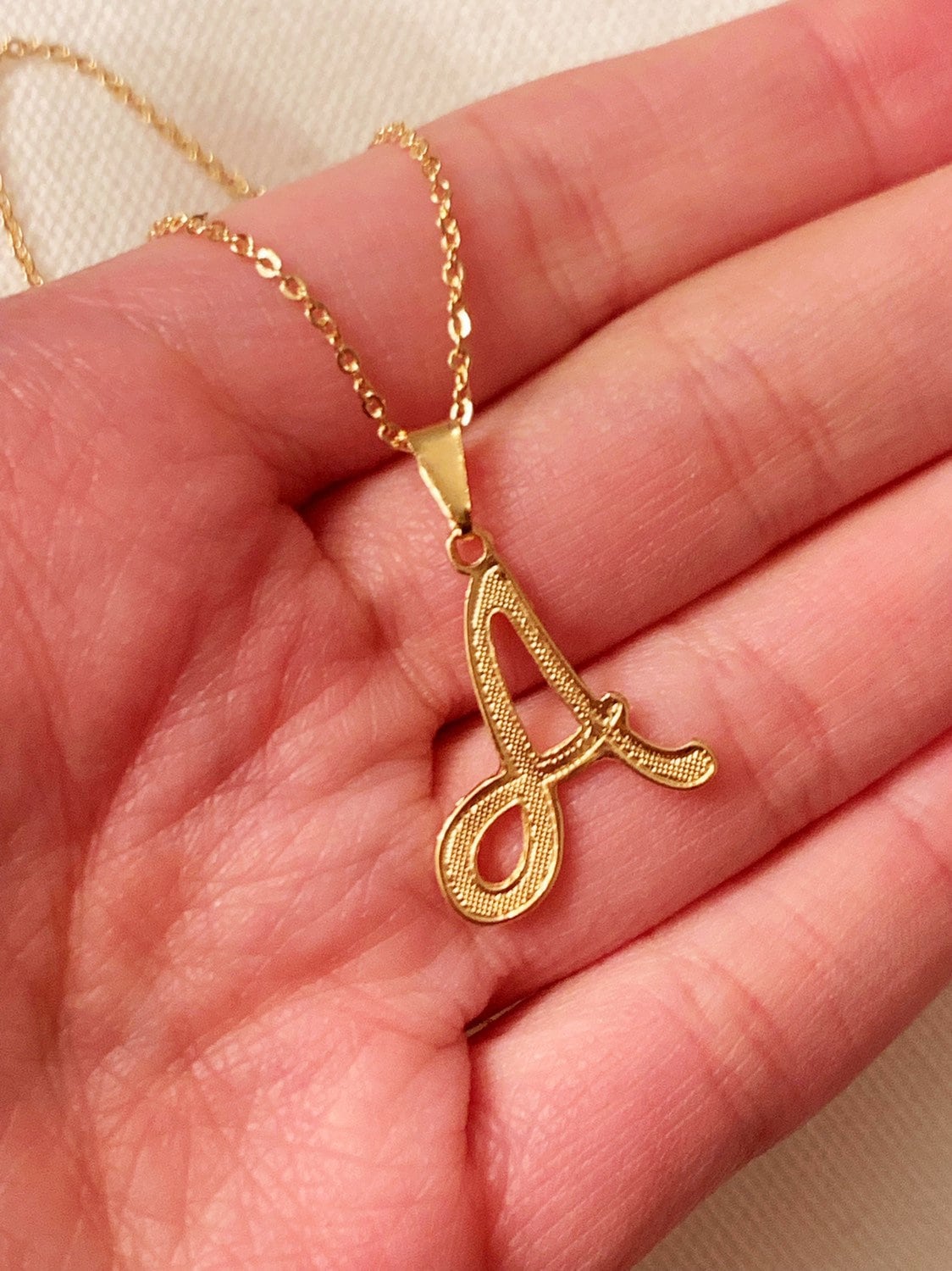 18KT Gold Filled Necklaces, Gold Filled Script Initial Necklace | Personalized Elegance by HAUS OF MONOGRAM