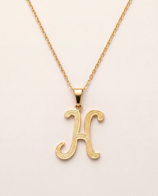 18KT Gold Filled Necklaces, Gold Filled Script Initial Necklace | Personalized Elegance by HAUS OF MONOGRAM
