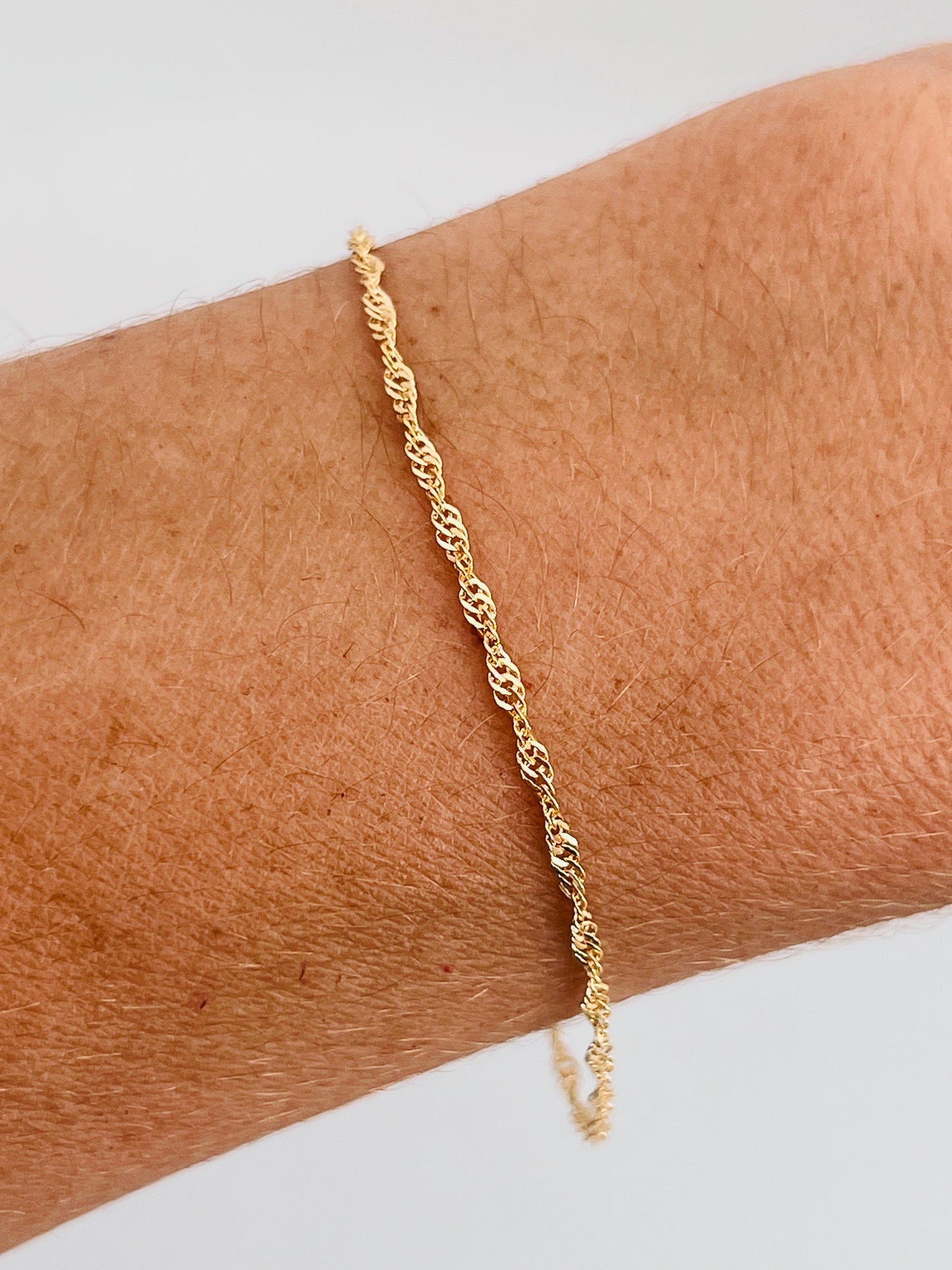 18KT Gold Filled Bracelets, Gold Filled Singapore Bracelet | 1mm Twist | 6.5" or 7" by HAUS OF MONOGRAM