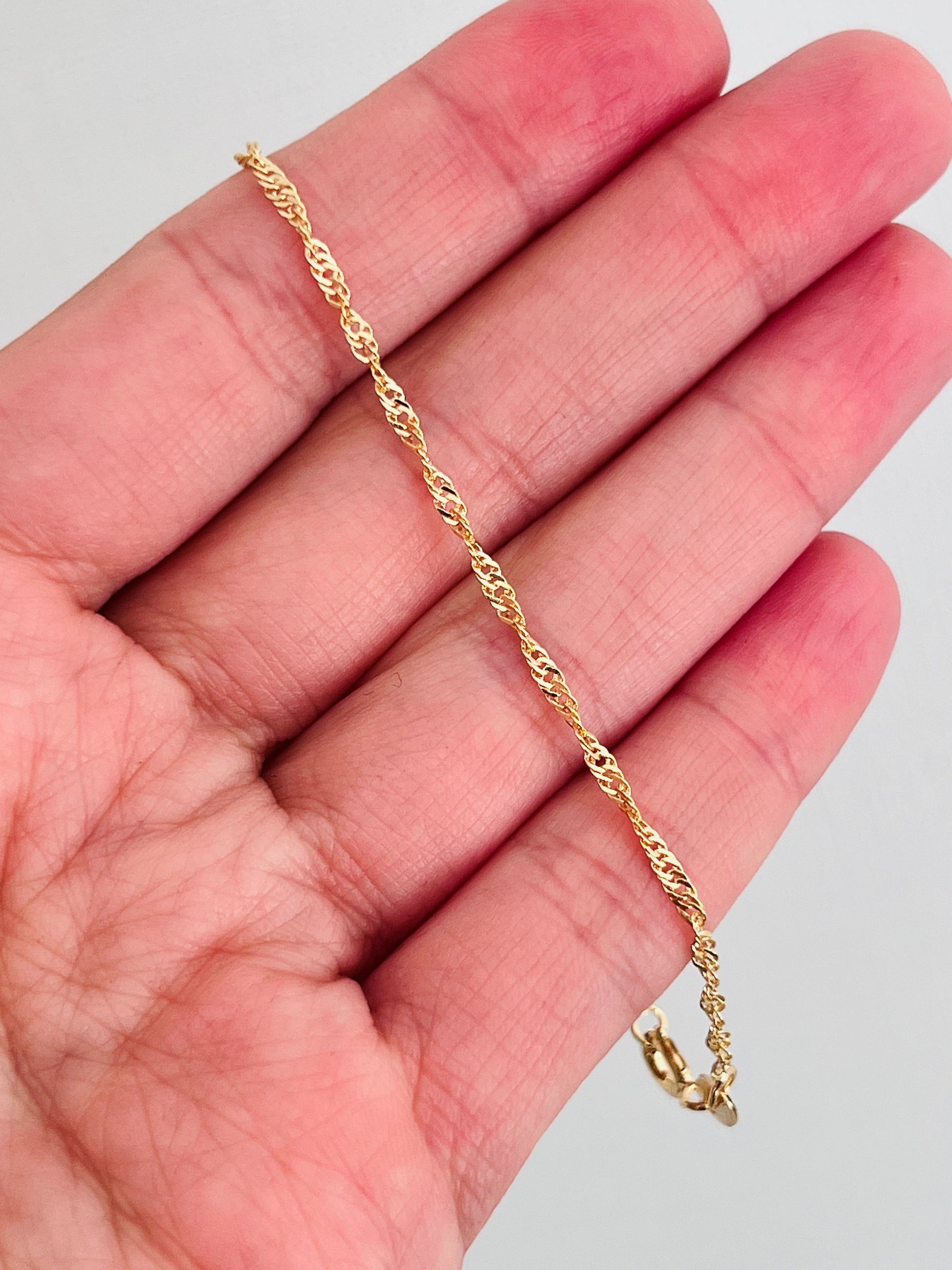 18KT Gold Filled Bracelets, Gold Filled Singapore Bracelet | 1mm Twist | 6.5" or 7" by HAUS OF MONOGRAM