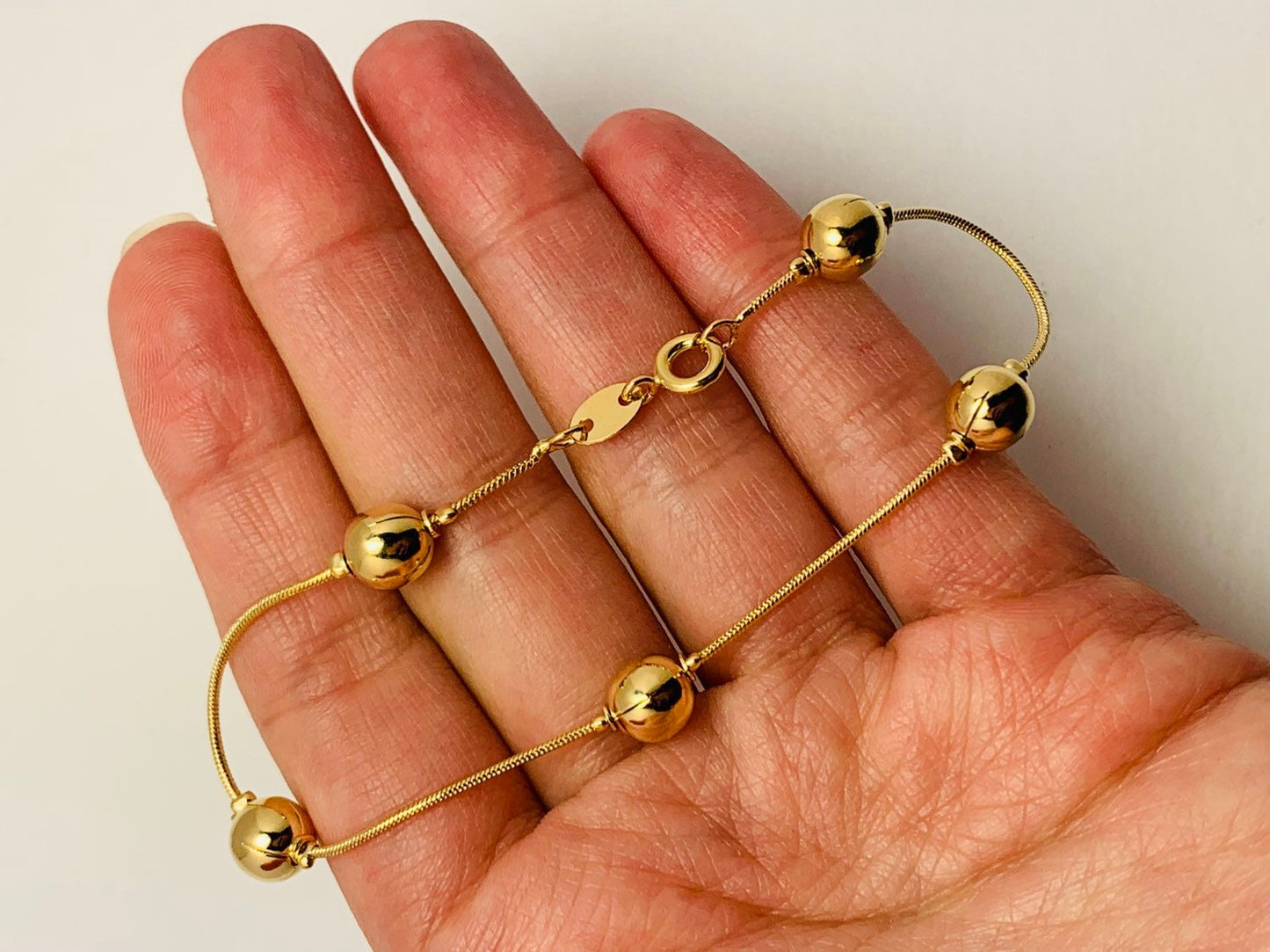 18KT Gold Filled Bracelets, Gold Filled Snake Ball Bracelet | Bold 8mm Beaded Jewelry by HAUS OF MONOGRAM