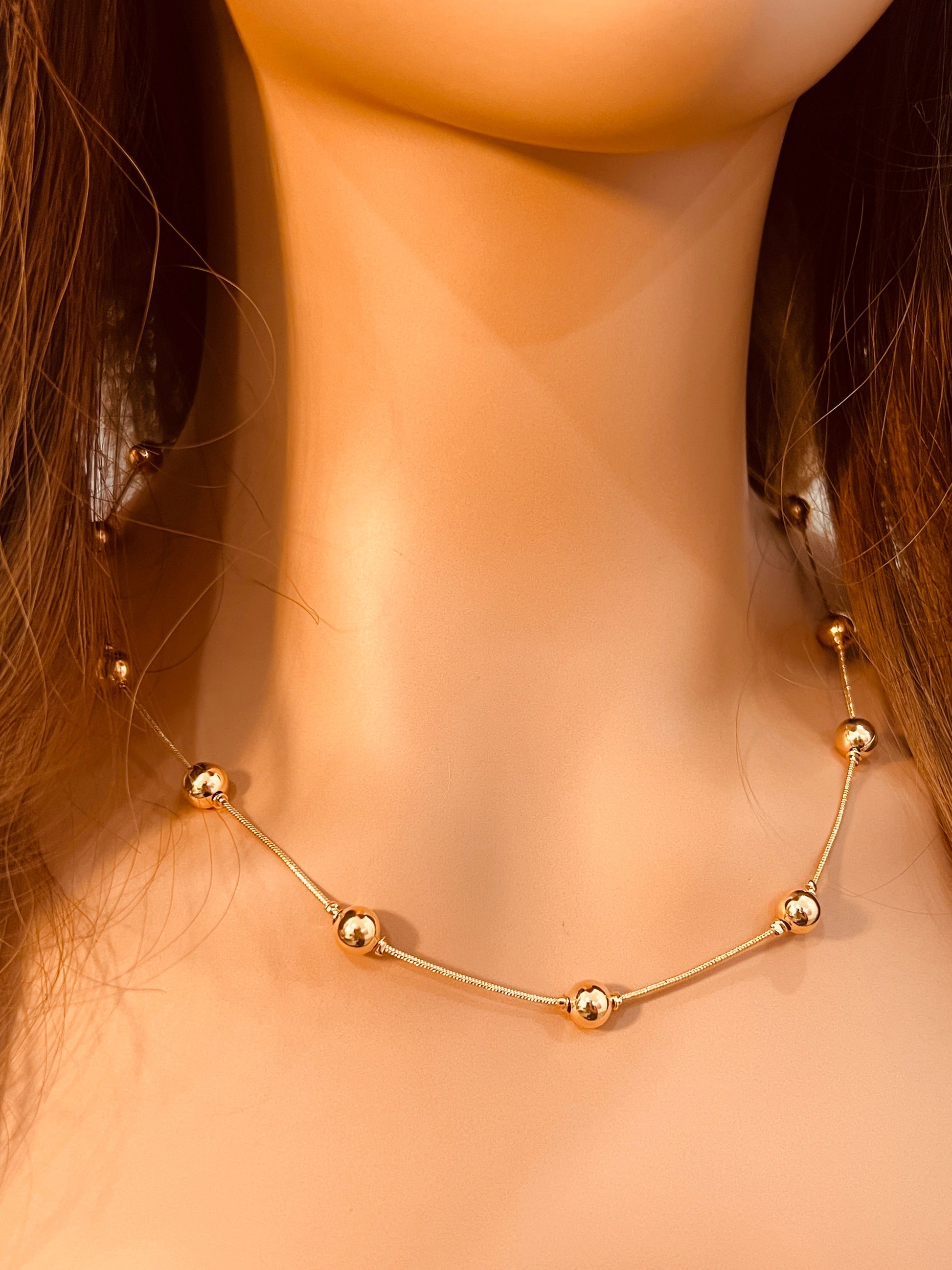 18KT Gold Filled Necklaces, Gold Filled Snake Ball Necklace | 8mm Bead Chain Design by HAUS OF MONOGRAM