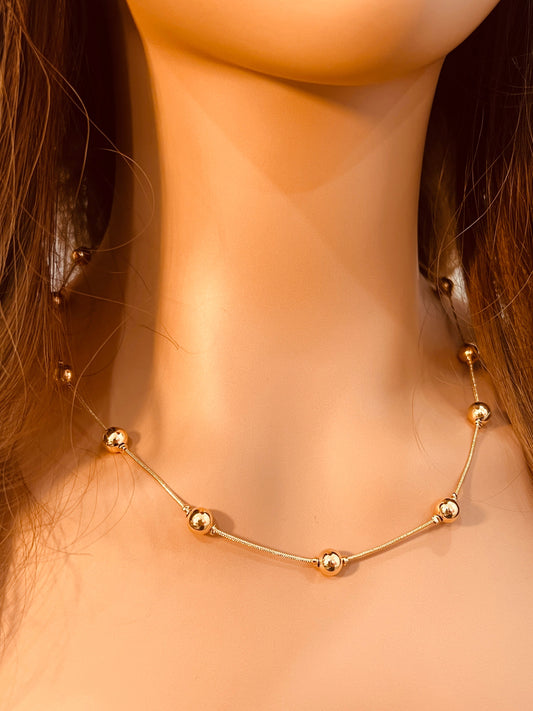 18KT Gold Filled Necklaces, Gold Filled Snake Ball Necklace | 8mm Bead Chain Design by HAUS OF MONOGRAM