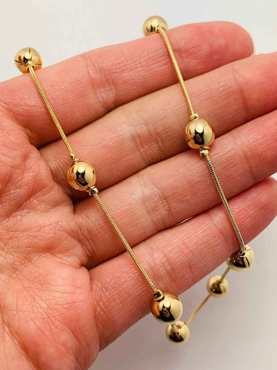 18KT Gold Filled Necklaces, Gold Filled Snake Ball Necklace | 8mm Bead Chain Design by HAUS OF MONOGRAM