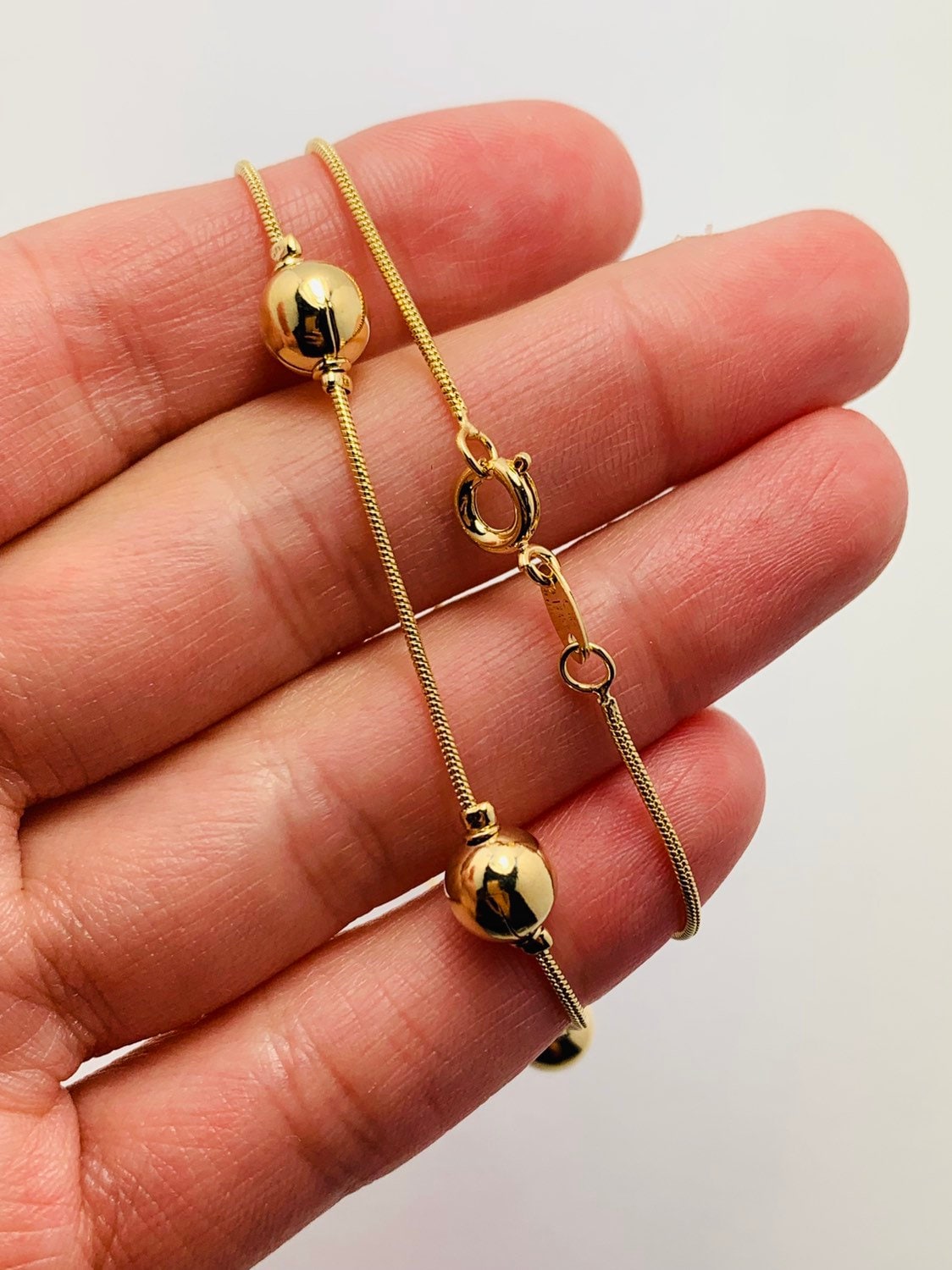 18KT Gold Filled Necklaces, Gold Filled Snake Ball Necklace | 8mm Bead Chain Design by HAUS OF MONOGRAM
