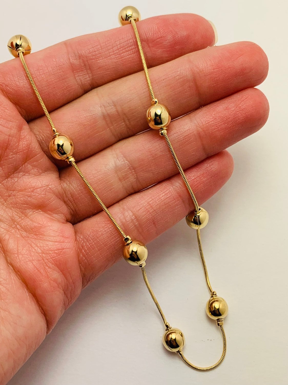18KT Gold Filled Necklaces, Gold Filled Snake Ball Necklace | 8mm Bead Chain Design by HAUS OF MONOGRAM