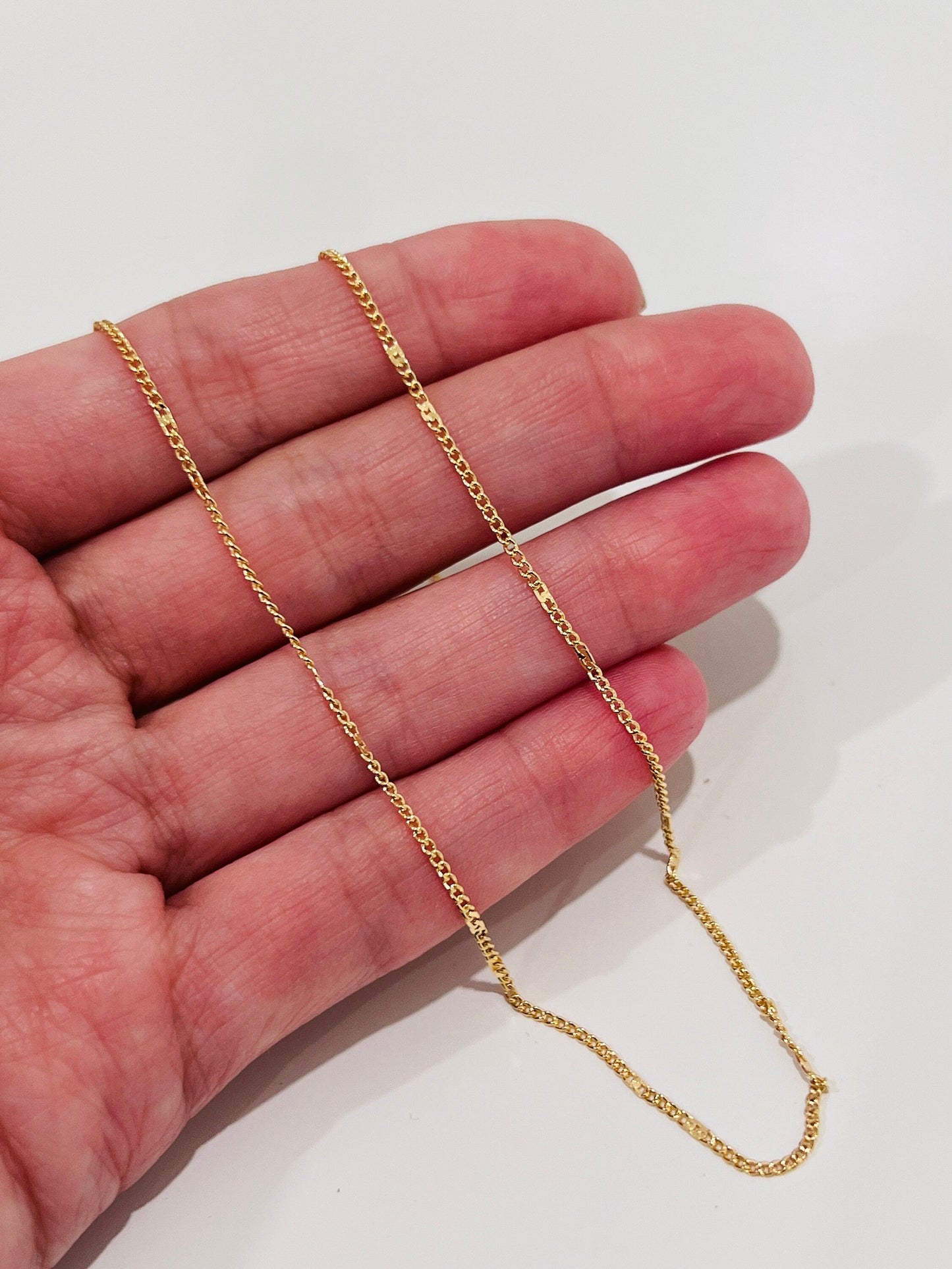 18KT Gold Filled Necklaces, Gold Filled Specialty Curb Chain | Ultra Fine 0.8mm Necklace by HAUS OF MONOGRAM