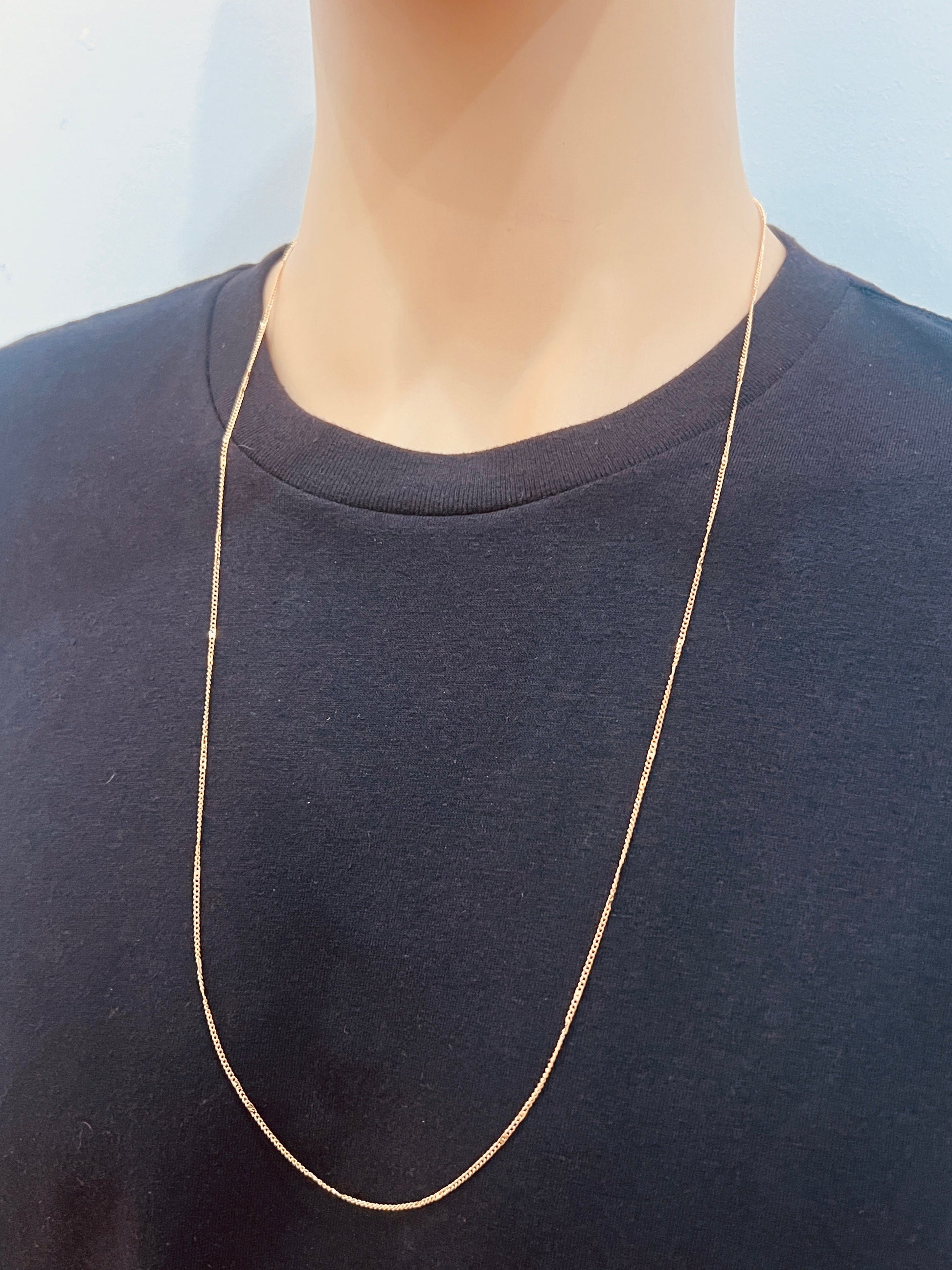 18KT Gold Filled Necklaces, Gold Filled Specialty Curb Chain | Ultra Fine 0.8mm Necklace by HAUS OF MONOGRAM