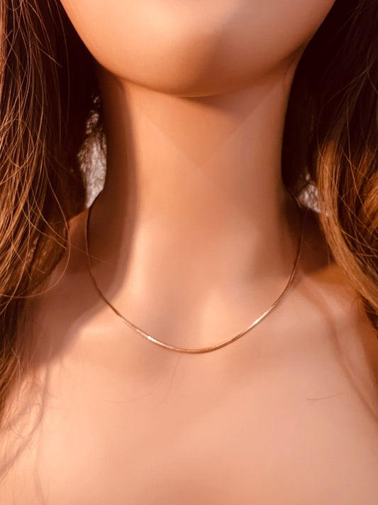 18KT Gold Filled Necklaces, Gold Filled Square Snake Necklace | 0.5mm | 16–18 Inch by HAUS OF MONOGRAM
