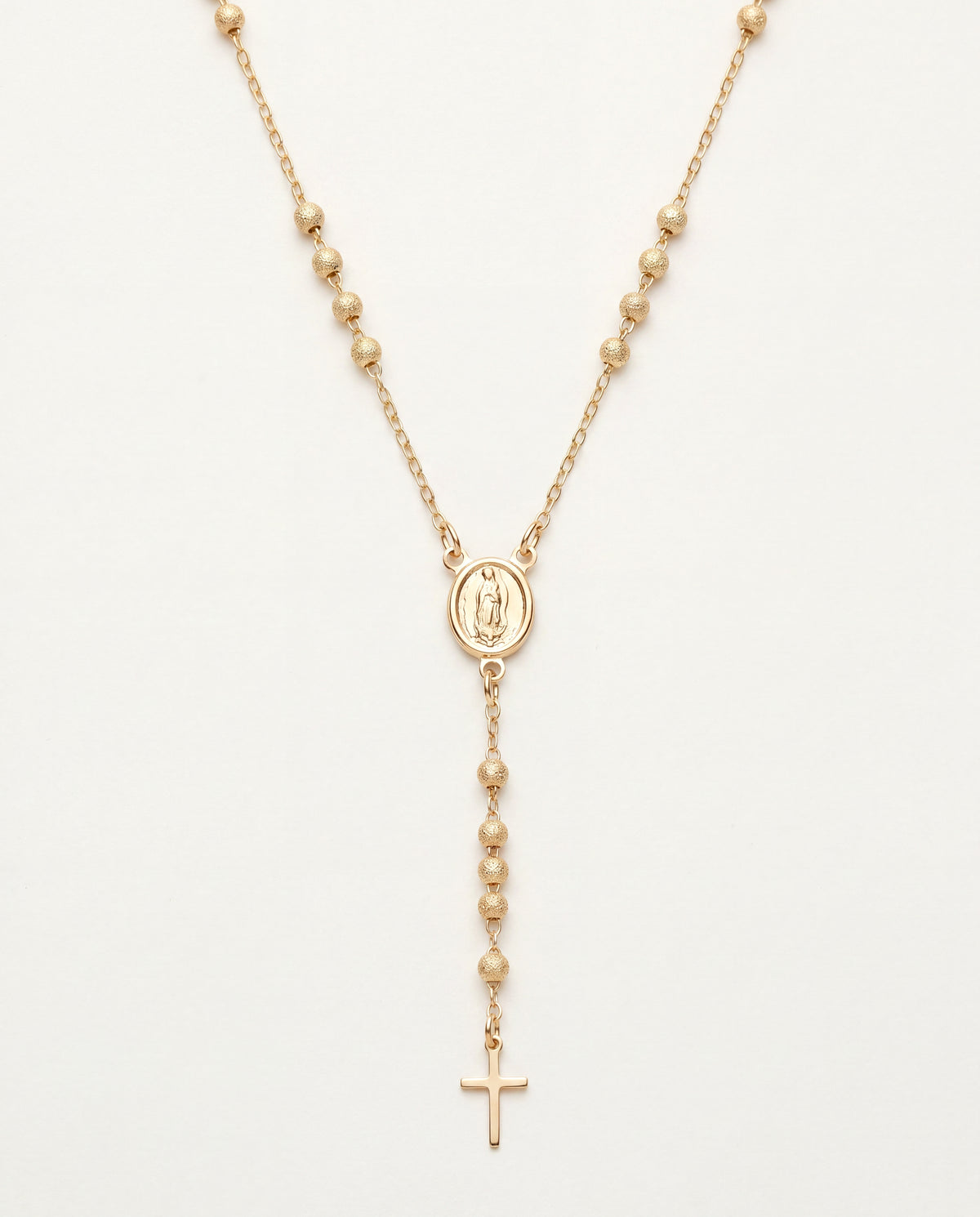 18KT Gold Filled Necklaces, Gold Filled Stardust Rosary Necklace | 18" Our Lady of Guadalupe with Dainty Cross by HAUS OF...