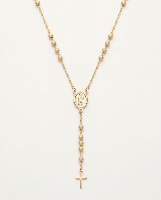 18KT Gold Filled Necklaces, Gold Filled Stardust Rosary Necklace | 18" Our Lady of Guadalupe with Dainty Cross by HAUS OF...