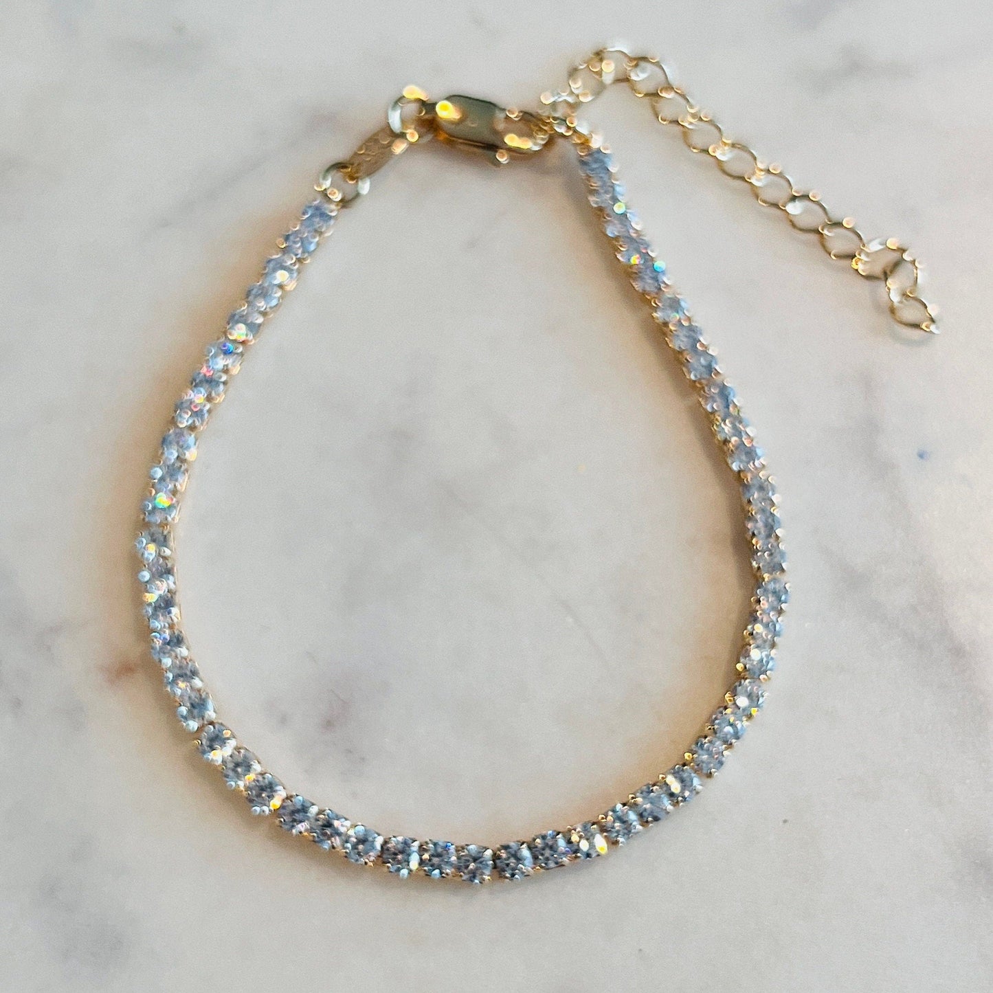 18KT Gold Filled Bracelets, Gold Filled Tennis Bracelet | 2mm CZ Sparkle Extension Fit by HAUS OF MONOGRAM