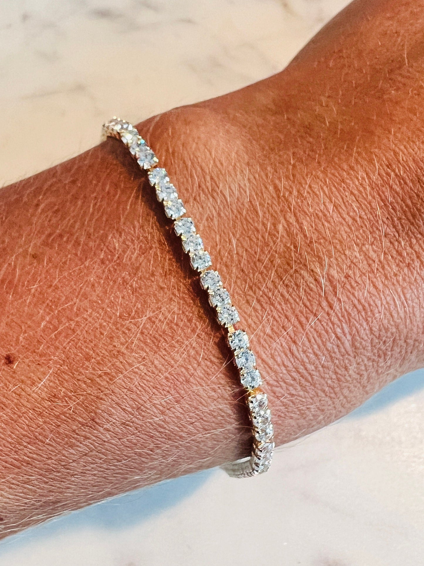 18KT Gold Filled Bracelets, Gold Filled Tennis Bracelet | 2mm CZ Sparkle Extension Fit by HAUS OF MONOGRAM