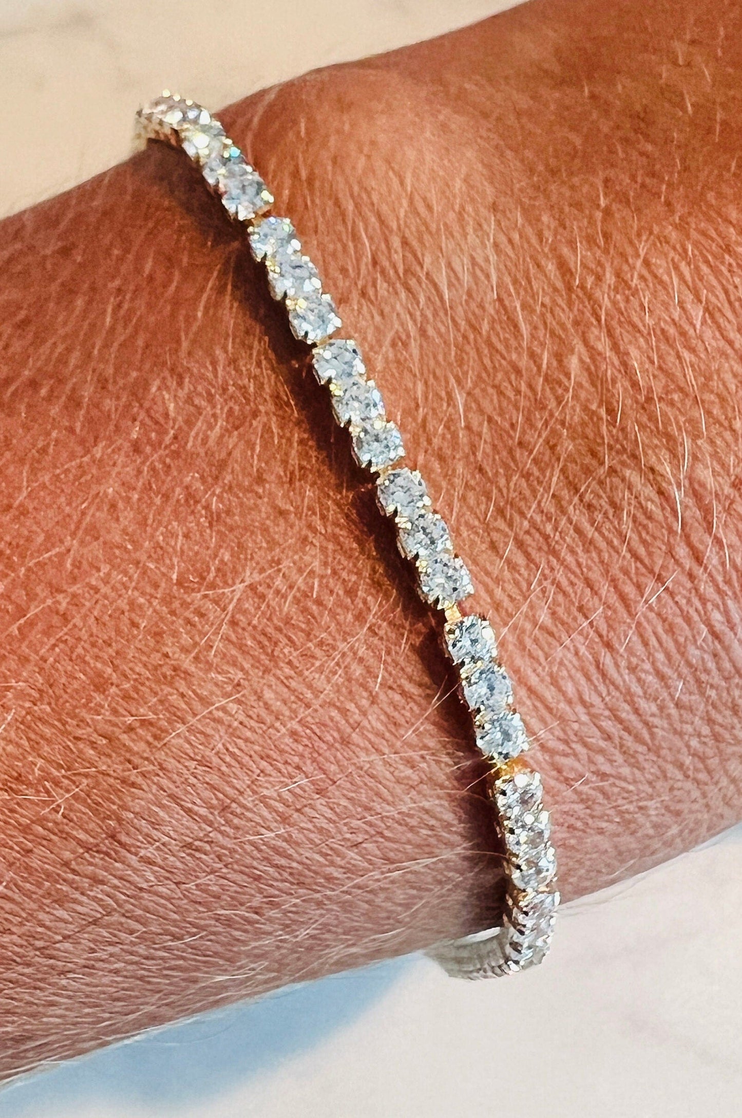18KT Gold Filled Bracelets, Gold Filled Tennis Bracelet | 2mm CZ Sparkle Extension Fit by HAUS OF MONOGRAM