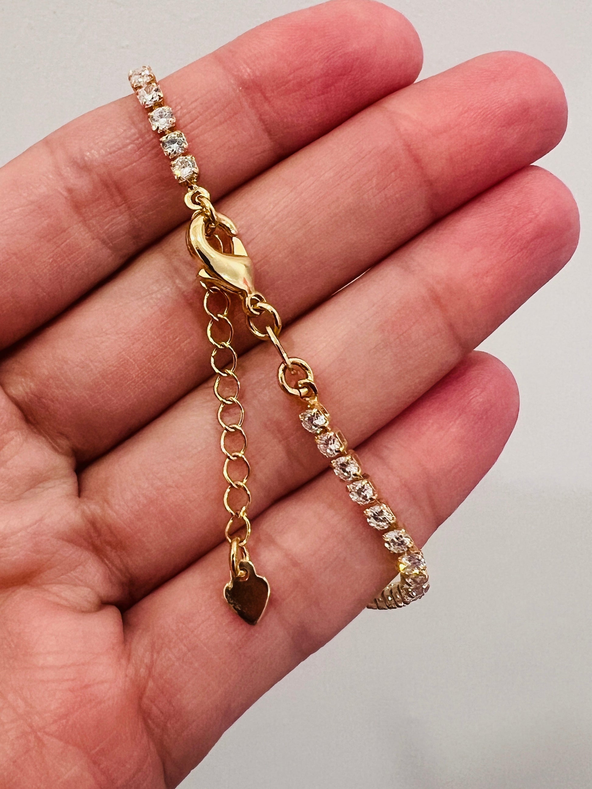 18KT Gold Filled Bracelets, Gold Filled Tennis Bracelet | CZ Teardrop | 2mm Width by HAUS OF MONOGRAM