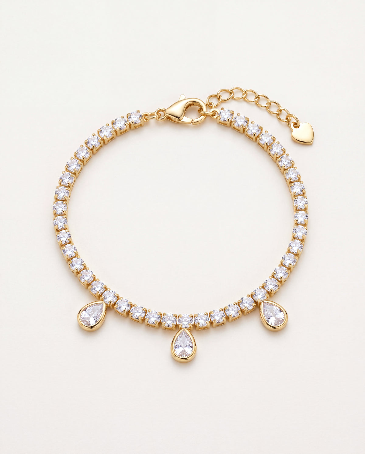 18KT Gold Filled Bracelets, Gold Filled Tennis Bracelet | CZ Teardrop | 2mm Width by HAUS OF MONOGRAM