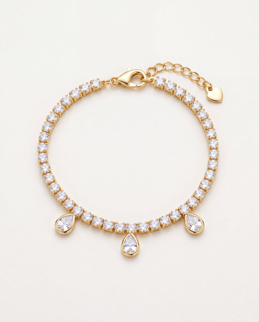18KT Gold Filled Bracelets, Gold Filled Tennis Bracelet | CZ Teardrop | 2mm Width by HAUS OF MONOGRAM