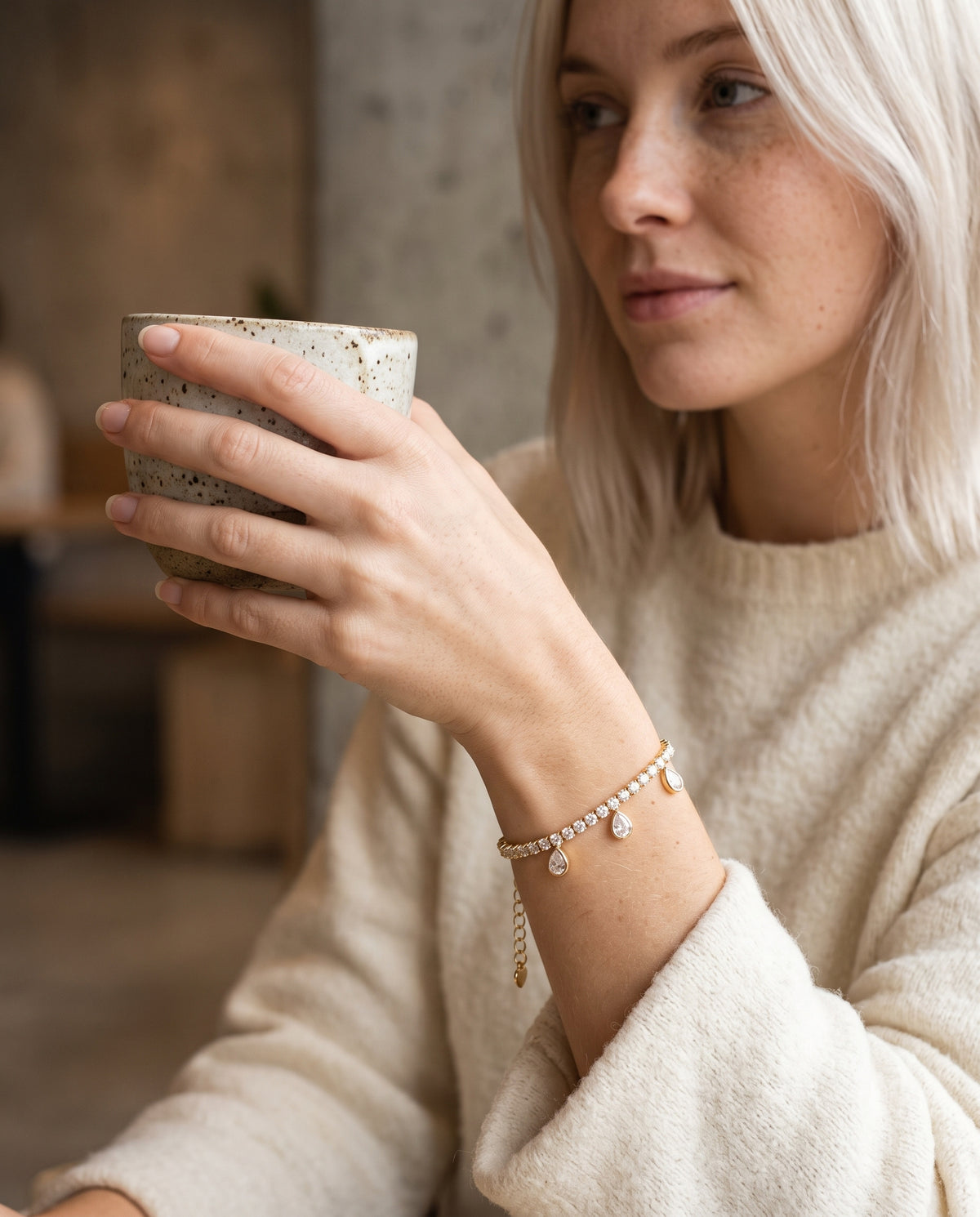 Gold Filled Tennis Bracelet worn by a model