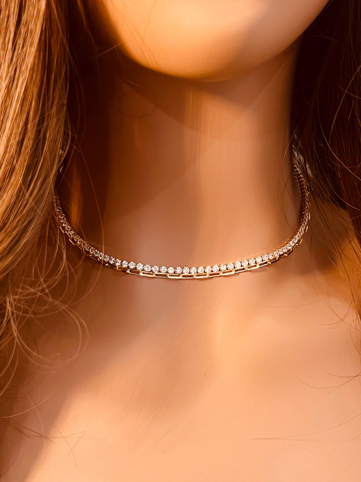 18KT Gold Filled Necklaces, Gold Filled Tennis & Paperclip Layered Necklace | Effortless Stacked Elegance by HAUS OF MONOGRAM
