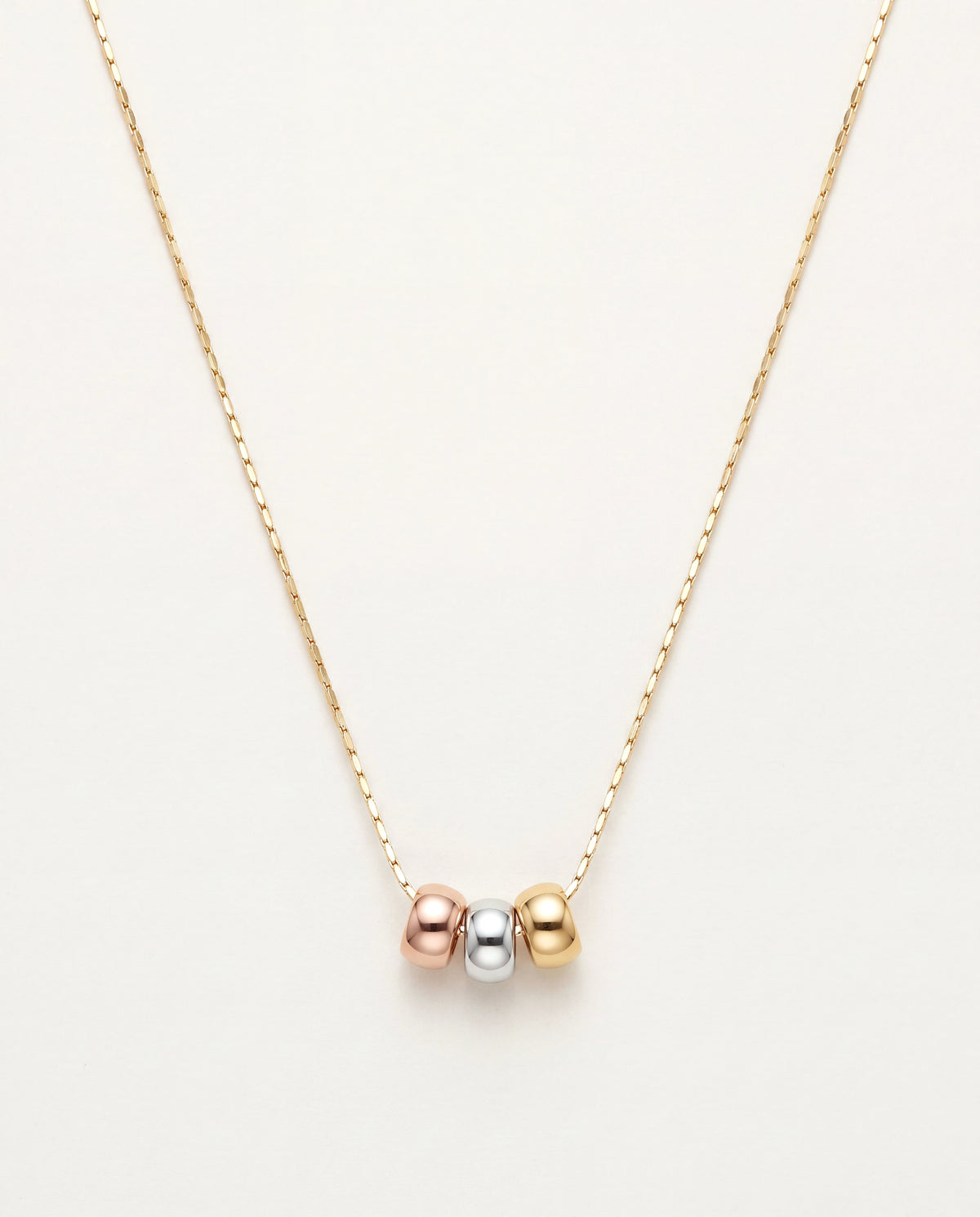 18KT Gold Filled Necklaces, Gold Filled Tricolor Charm Necklace | 18" Dainty Accent by HAUS OF MONOGRAM