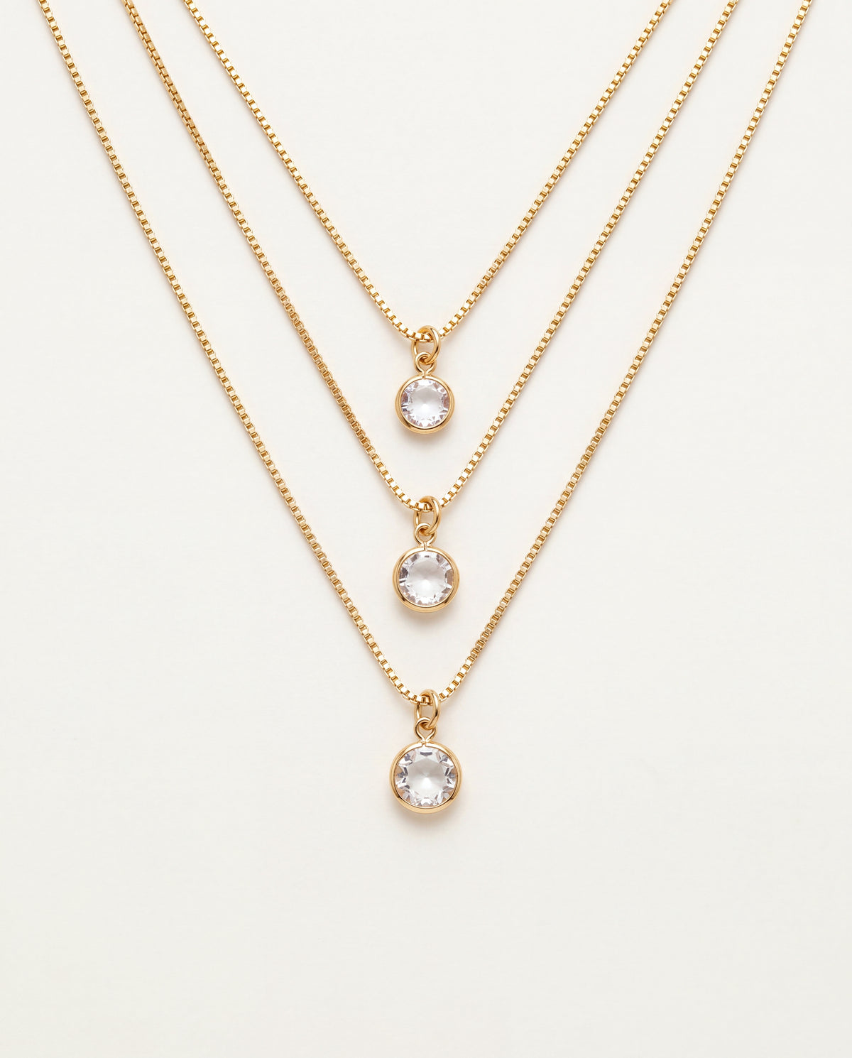 18KT Gold Filled Necklaces, Gold Filled Layered CZ Necklace | Triple Dainty Chains by HAUS OF MONOGRAM