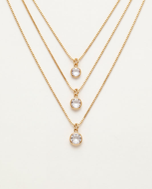 18KT Gold Filled Necklaces, Gold Filled Layered CZ Necklace | Triple Dainty Chains by HAUS OF MONOGRAM
