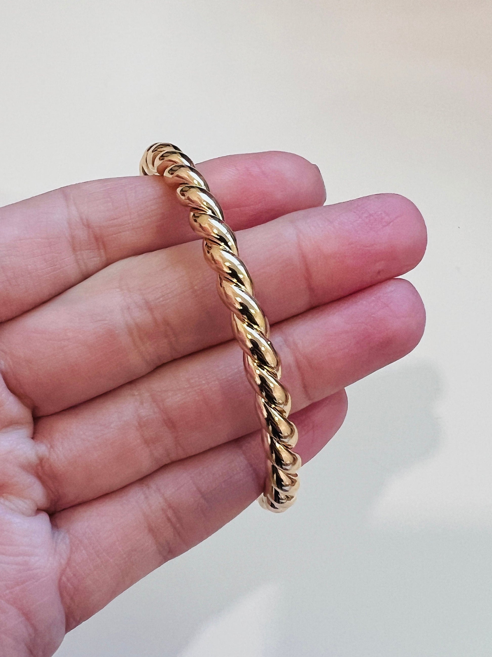 18KT Gold Filled Bangles, Gold Filled Twisted Bangle | Adjustable Textured Cuff by HAUS OF MONOGRAM