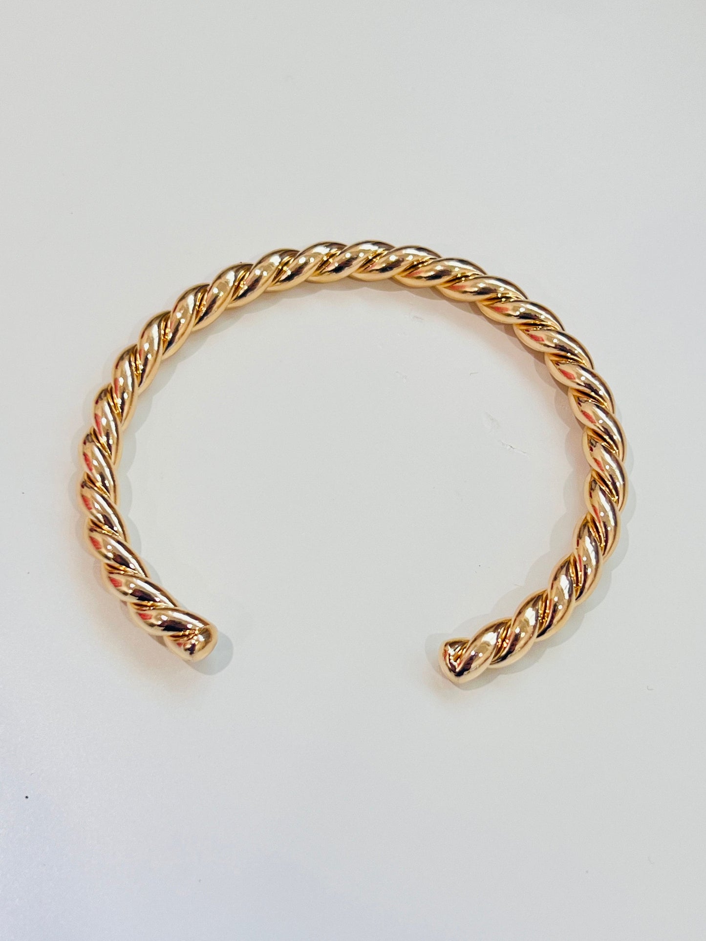 18KT Gold Filled Bangles, Gold Filled Twisted Bangle | Adjustable Textured Cuff by HAUS OF MONOGRAM