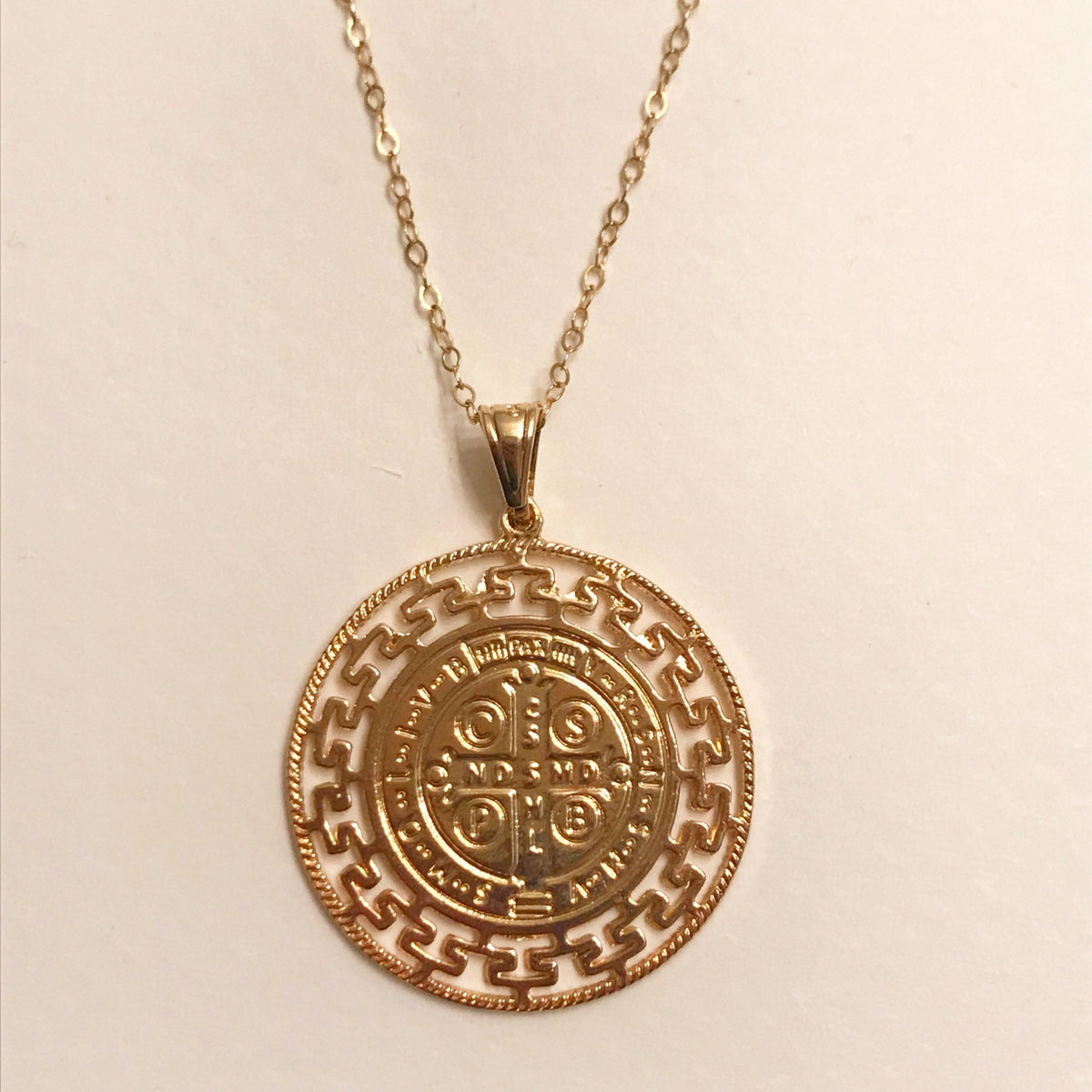18KT Gold Filled Necklaces, Gold Filled Two Tone Saint Benedict Necklace | Bold Symbolic Style by HAUS OF MONOGRAM
