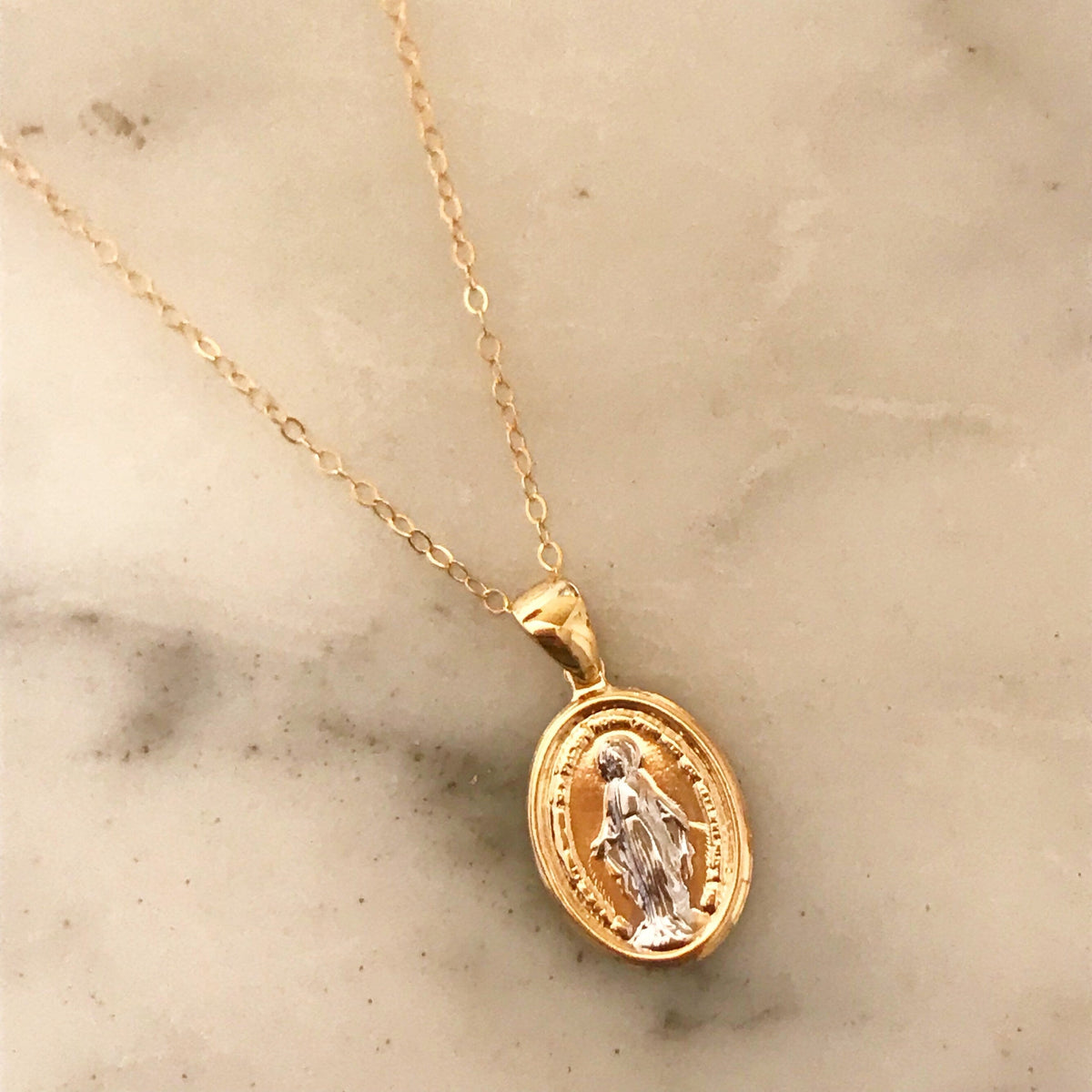 18KT Gold Filled Necklaces, Gold Filled Virgin Mary Necklace | Classic Faith Pendant by HAUS OF MONOGRAM