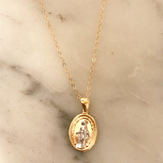18KT Gold Filled Necklaces, Gold Filled Virgin Mary Necklace | Classic Faith Pendant by HAUS OF MONOGRAM