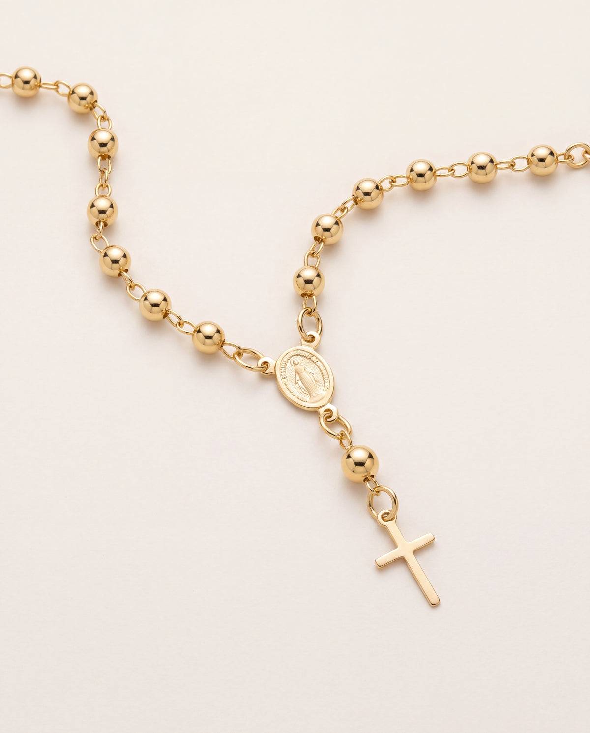 18KT Gold Filled Bracelets, Gold Filled Virgin Mary Rosary Bracelet | 7-Inch by HAUS OF MONOGRAM