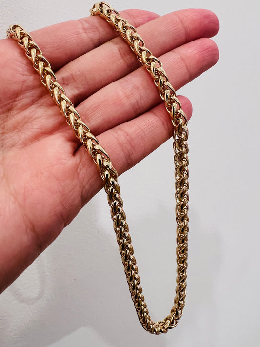 18KT Gold Filled Necklaces, Gold Filled Wheat Necklace | 5mm Chain | 18–20 Inch by HAUS OF MONOGRAM