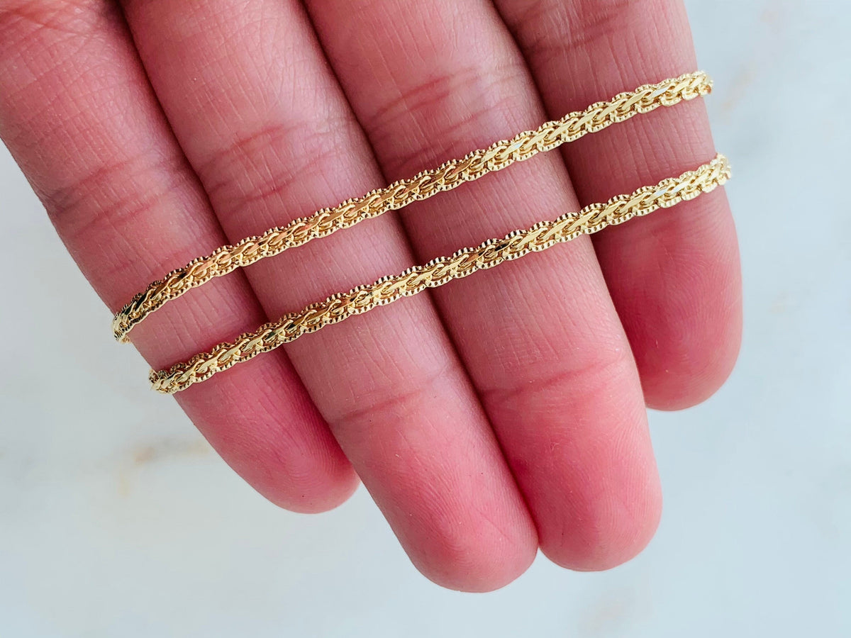 18KT Gold Filled Anklets, Gold Filled Woven Anklet | 2mm Width | 10 Inch Length by HAUS OF MONOGRAM