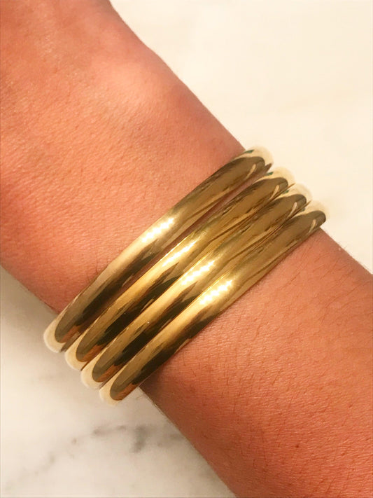 18KT Gold Filled Bangles, Gold Plated Stainless Steel Bangle | Everyday Stackable Bracelet by HAUS OF MONOGRAM