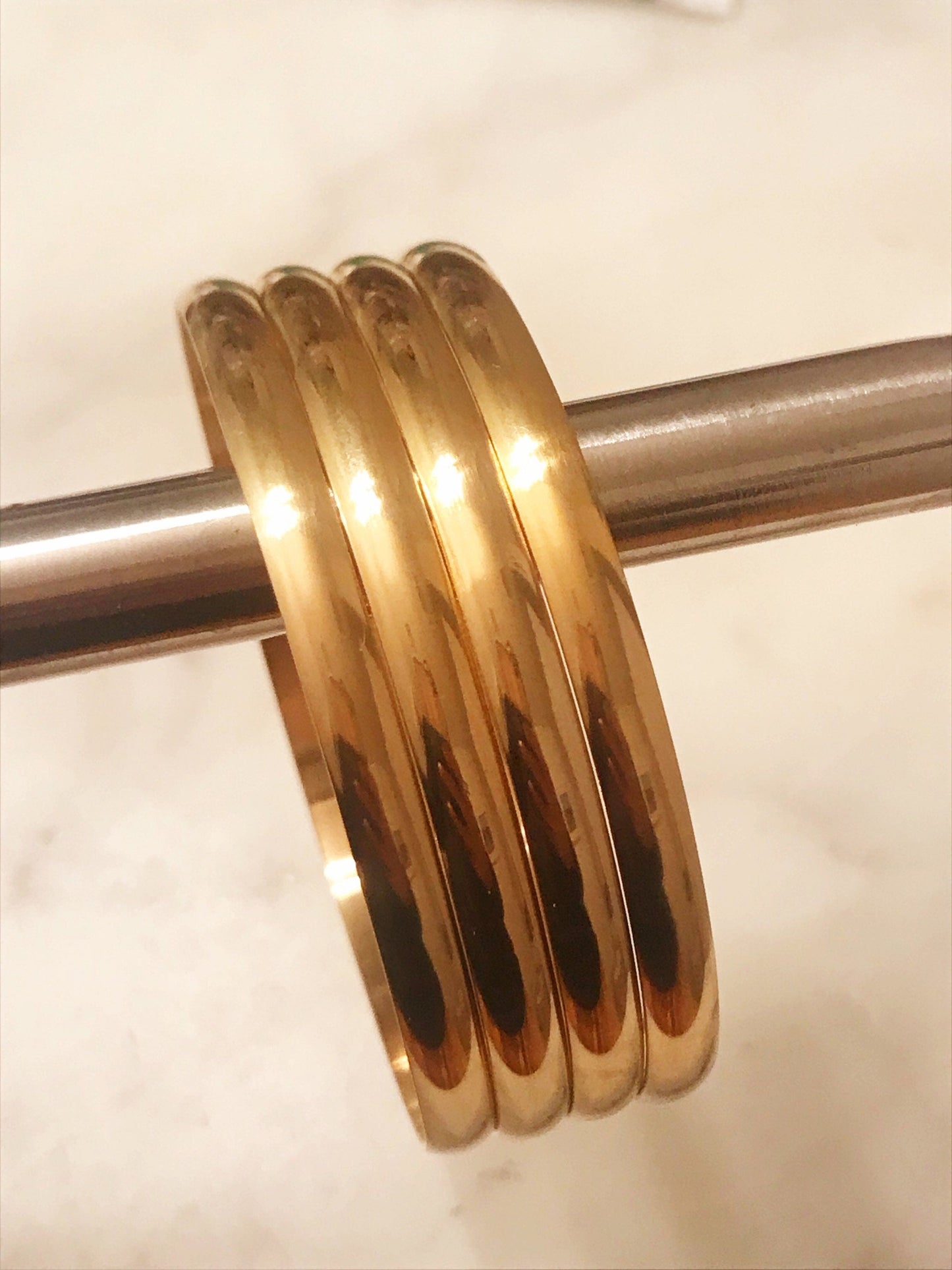 18KT Gold Filled Bangles, Gold Plated Stainless Steel Bangle | Everyday Stackable Bracelet by HAUS OF MONOGRAM