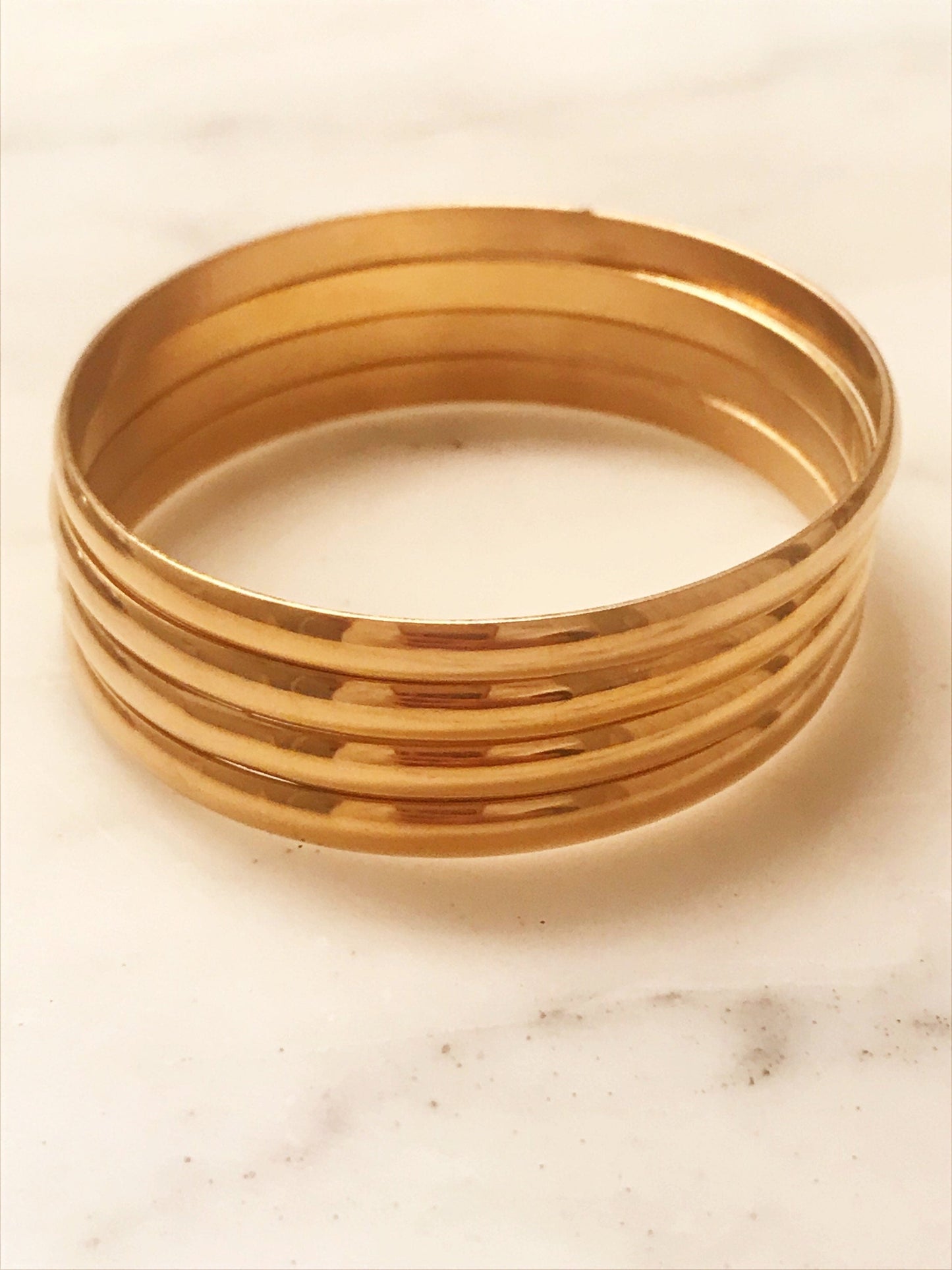 18KT Gold Filled Bangles, Gold Plated Stainless Steel Bangle | Everyday Stackable Bracelet by HAUS OF MONOGRAM