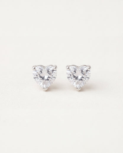 925 Sterling Silver Earrings, Sterling Silver CZ Heart Stud Earrings | 7mm Dainty Sparkle for Everyday Wear by HAUS OF MON...