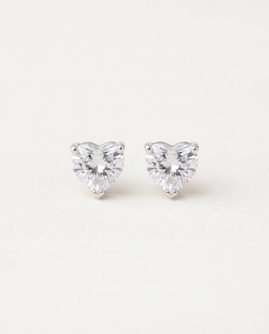 925 Sterling Silver Earrings, Sterling Silver CZ Heart Stud Earrings | 7mm Dainty Sparkle for Everyday Wear by HAUS OF MON...
