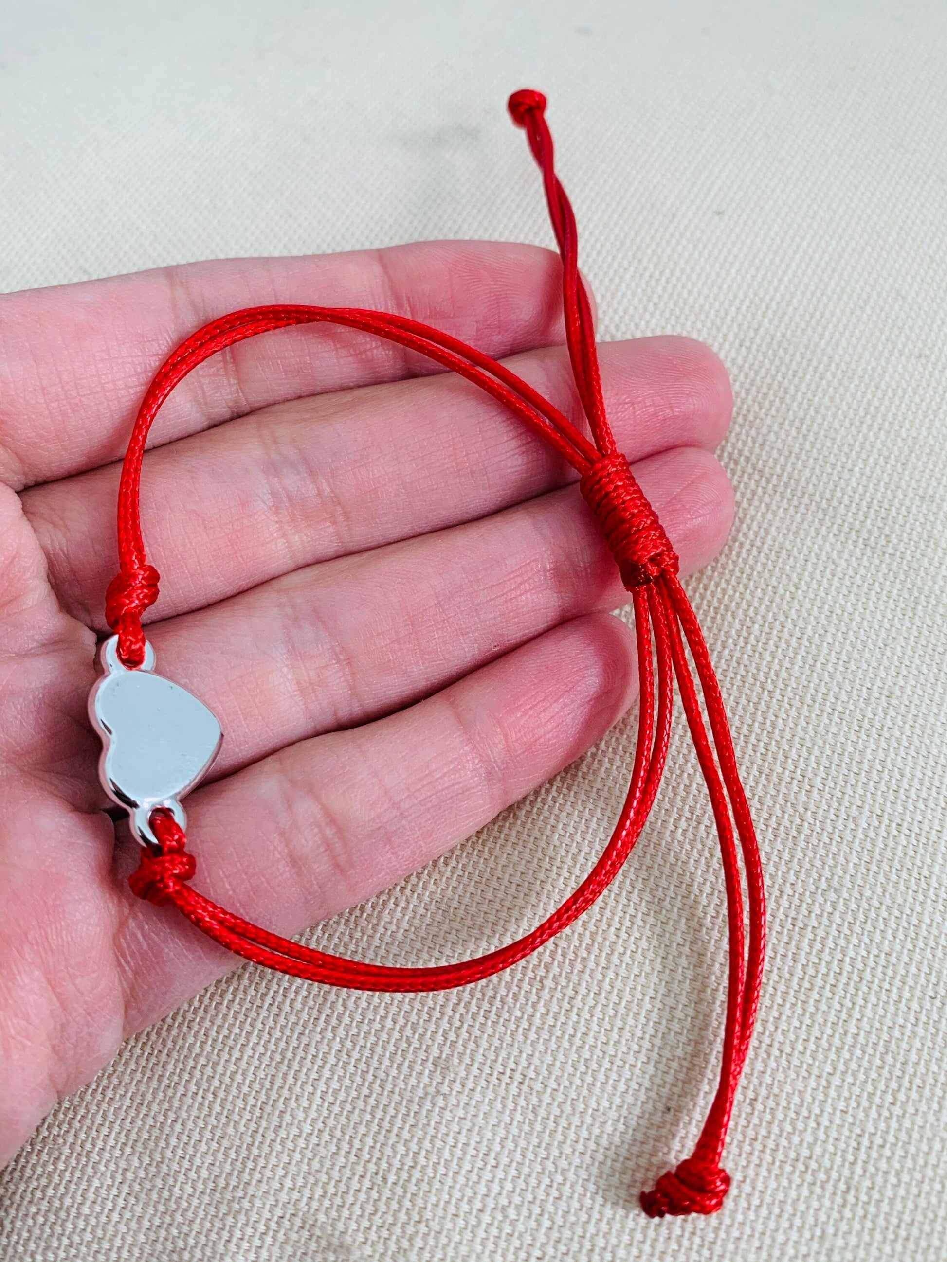 Heart Evil Eye Macrame Bracelet | Adjustable Cord Charm by HAUS OF MONOGRAM