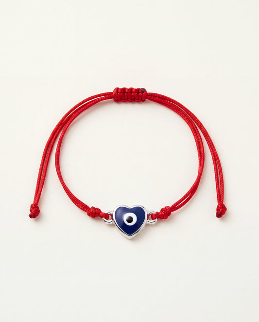 Heart Evil Eye Macrame Bracelet | Adjustable Cord Charm by HAUS OF MONOGRAM