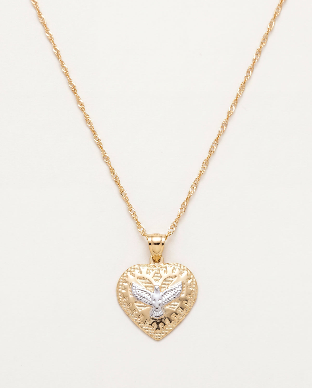 18KT Gold Filled Necklaces, Gold Filled Holy Spirit Heart Necklace | 18mm Pendant Charm by HAUS OF MONOGRAM