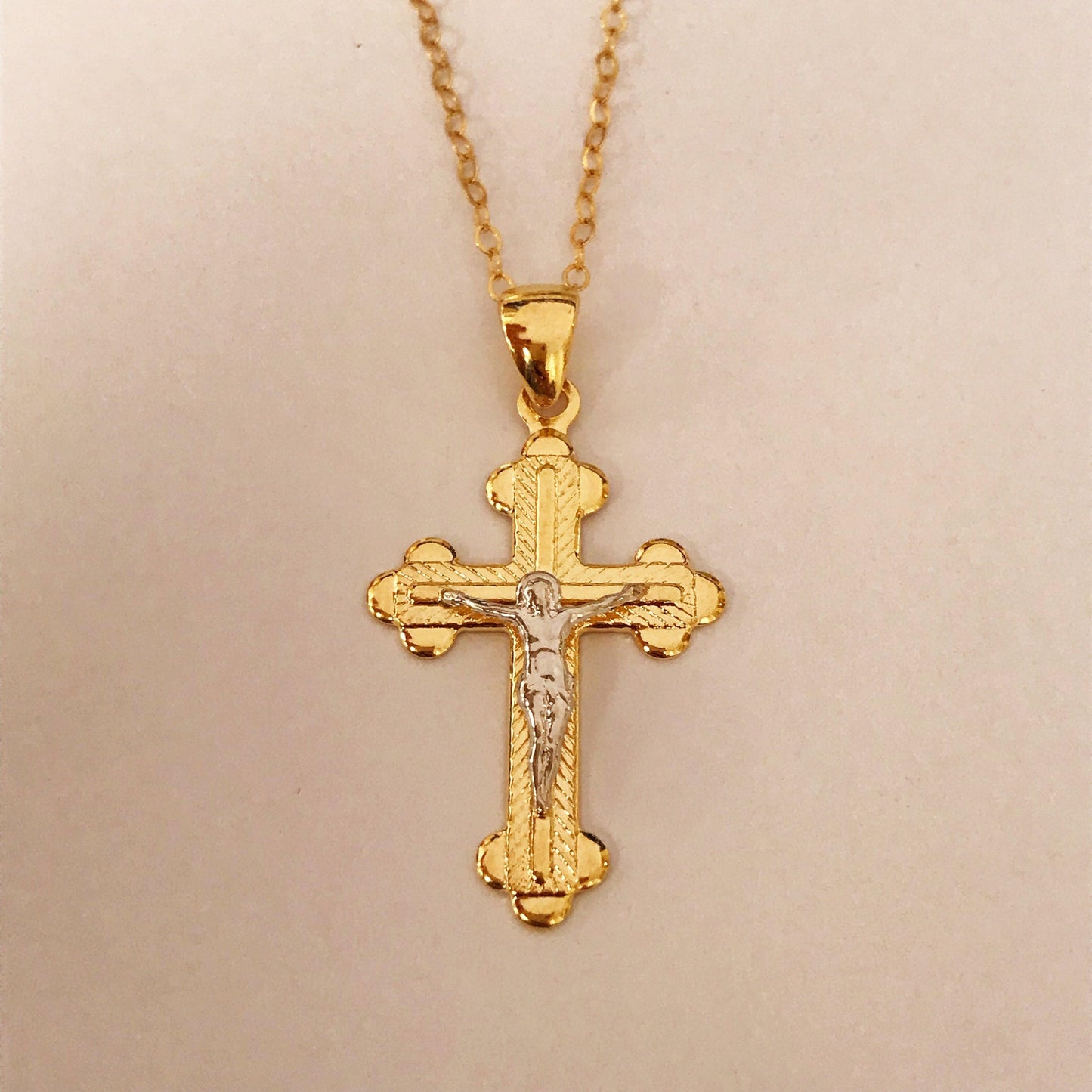 Gold Filled Cross Necklace | 18mm Charm | 16–20" Chain