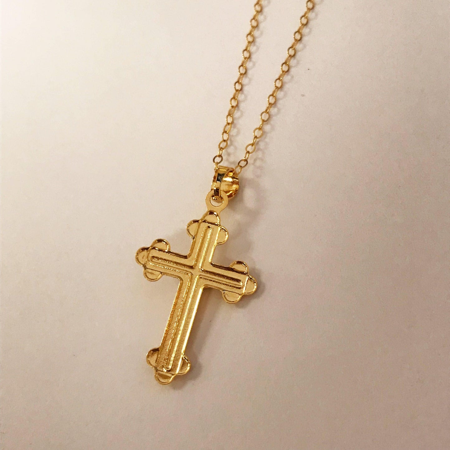 Gold Filled Cross Necklace | 18mm Charm | 16–20" Chain