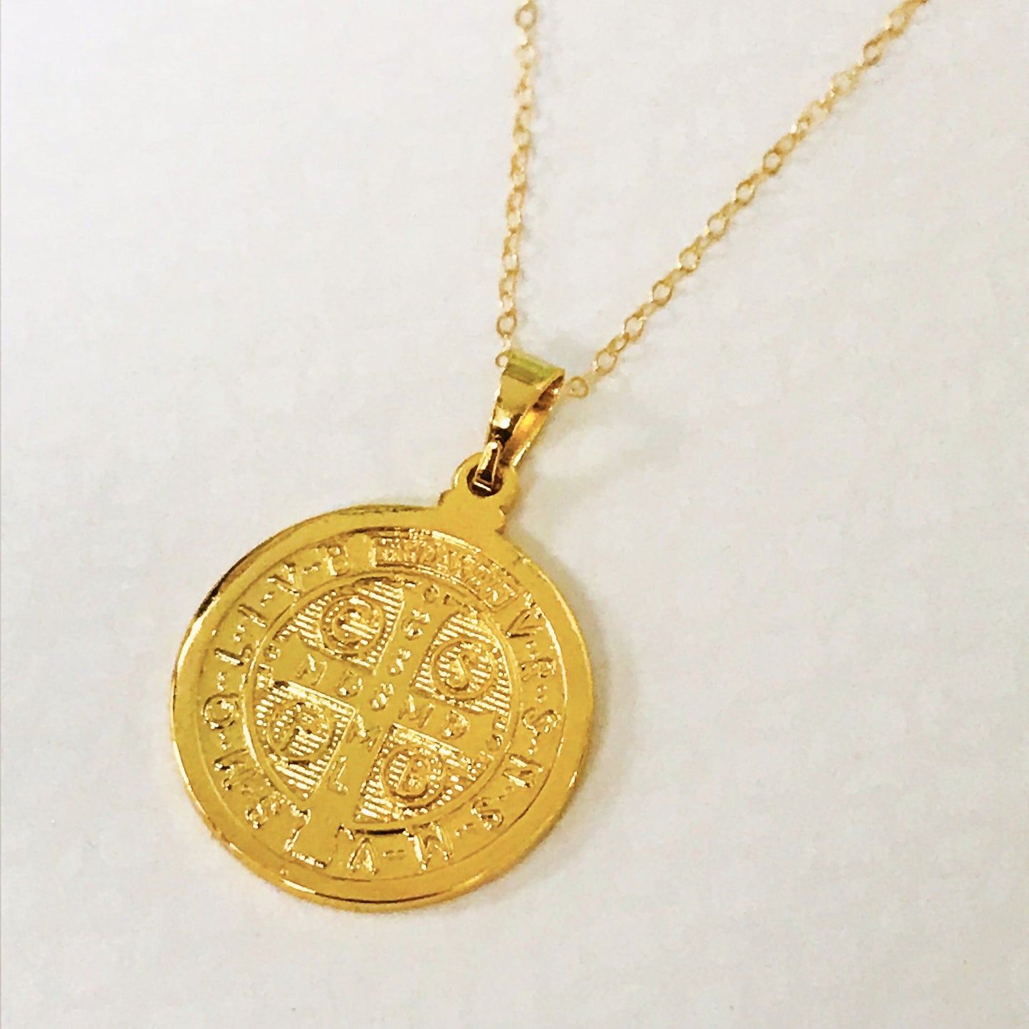 Gold Filled Saint Benedict Necklace | Two Tone Faith Medal